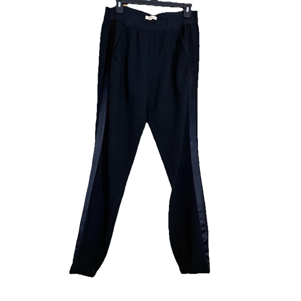 Rebecca Taylor Women's Tuxeado Stripe Jogger Pants Size 2 Black